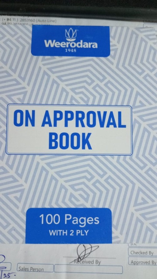 On Approval Book - 100Pg Weerodara