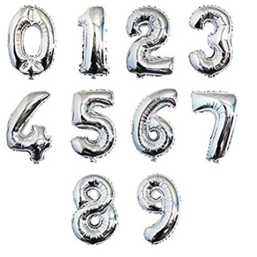 Foil Number Balloons - Silver 16"