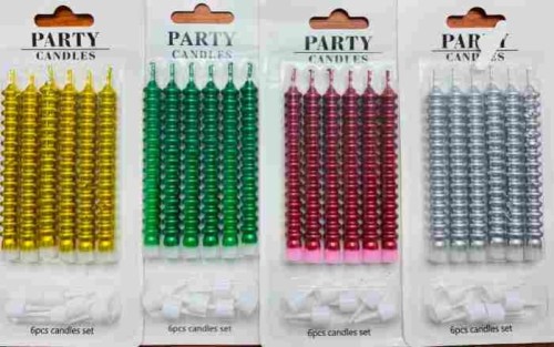 Metallic Colour Taper Candle Set - Medium
